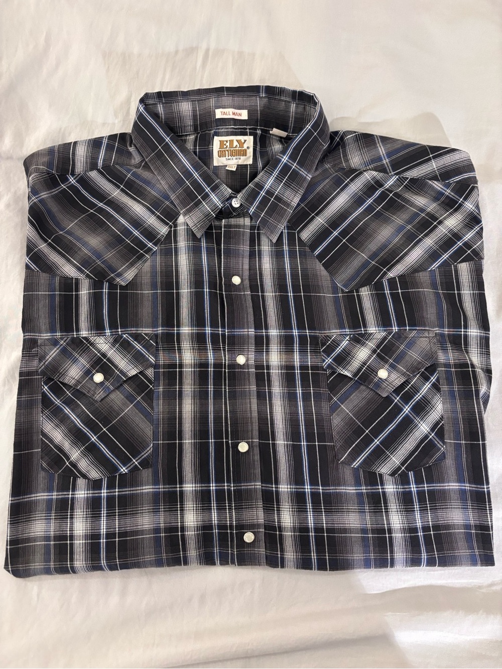 Ely Cattleman  Pearl Snaps Western Shirt Mens Tall Man Size 4XLT Short Sleeves - Picture 5 of 11